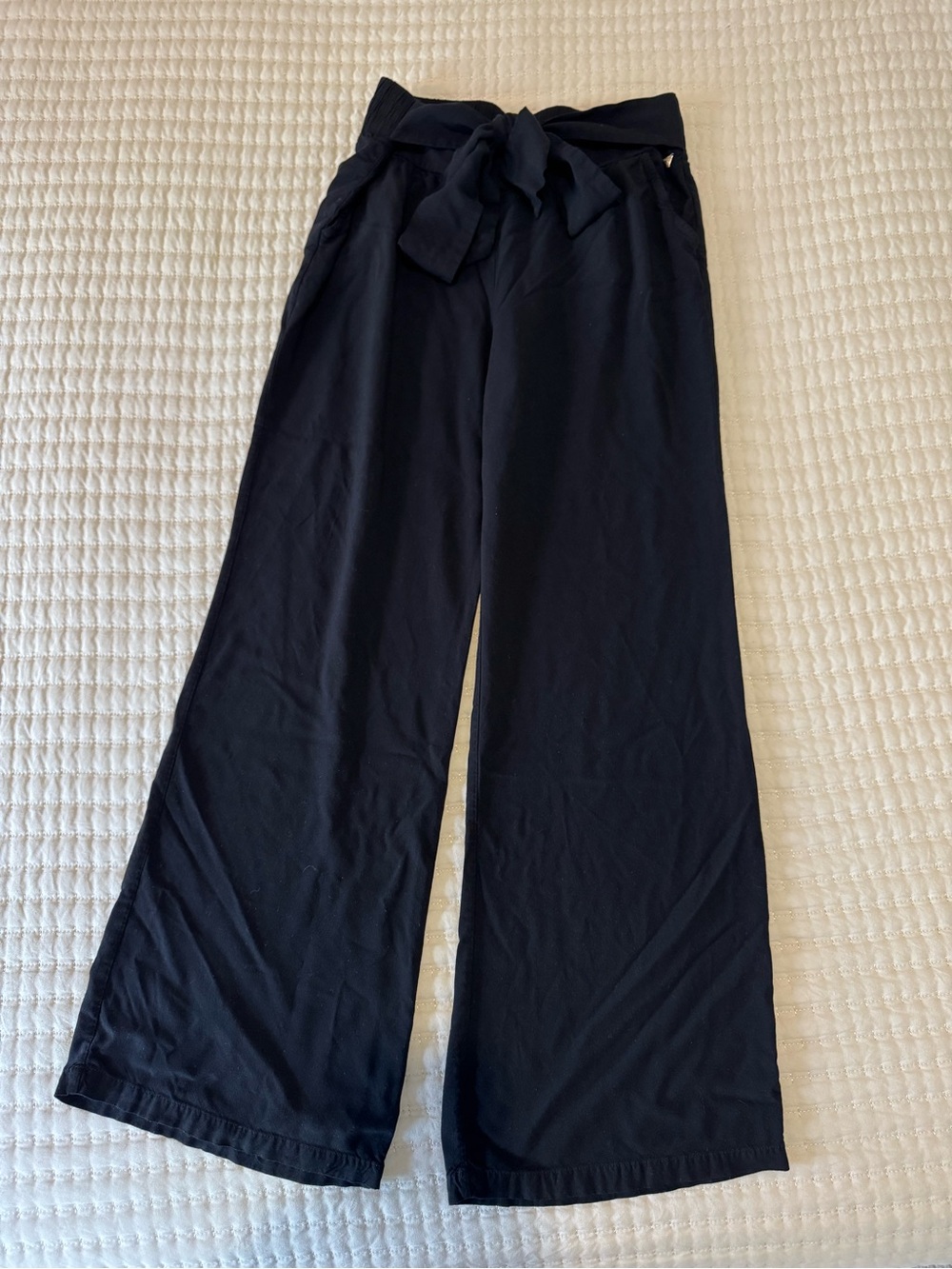 Guess Black High-Waist Wide Leg Tie-Waist Pants